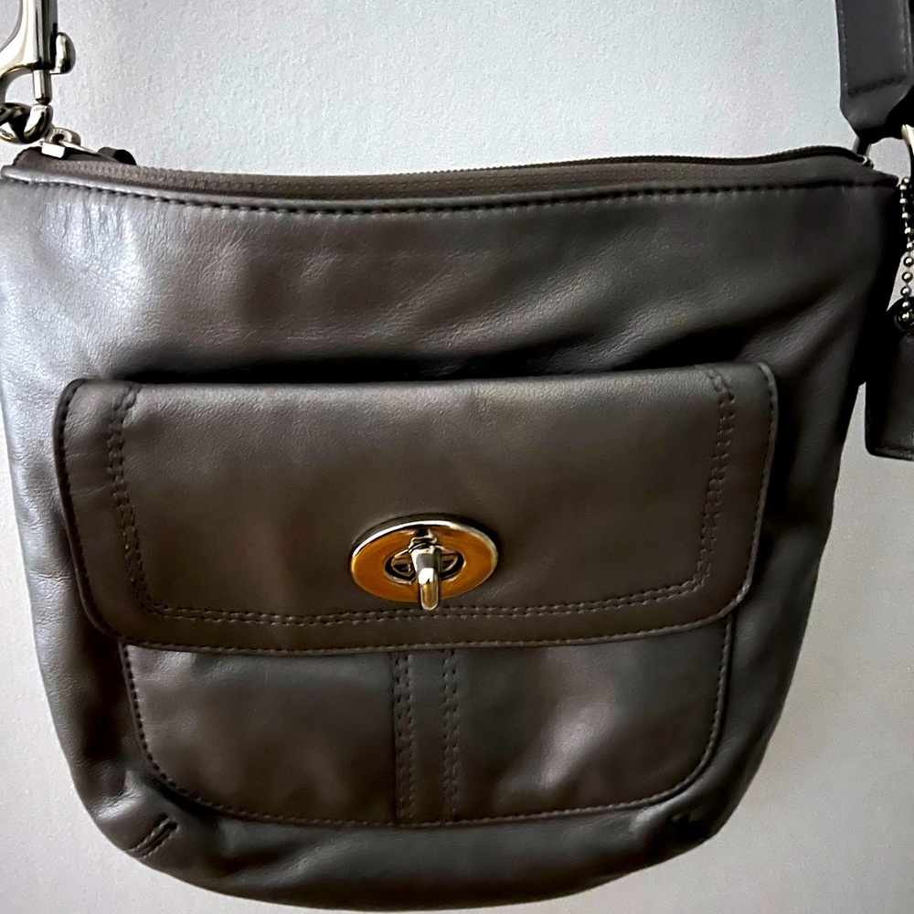 Coach Pewter Leather Crossbody Handbag